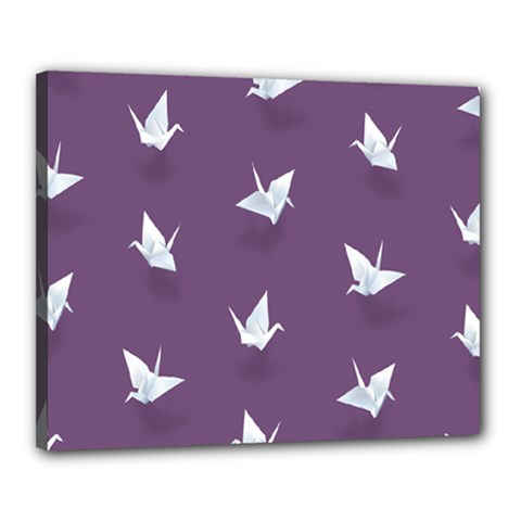 Goose Swan Animals Birl Origami Papper White Purple Canvas 20  X 16 