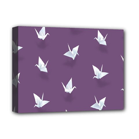 Goose Swan Animals Birl Origami Papper White Purple Deluxe Canvas 16  X 12   by Mariart