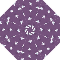 Goose Swan Animals Birl Origami Papper White Purple Hook Handle Umbrellas (large) by Mariart