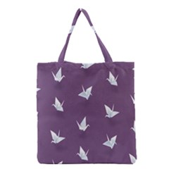 Goose Swan Animals Birl Origami Papper White Purple Grocery Tote Bag by Mariart