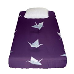 Goose Swan Animals Birl Origami Papper White Purple Fitted Sheet (single Size)