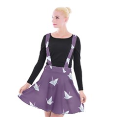 Goose Swan Animals Birl Origami Papper White Purple Suspender Skater Skirt by Mariart