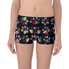 Colorful Paw Prints Pattern Background Reinvigorated Boyleg Bikini Bottoms