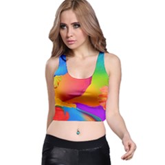 Paint Rainbow Color Blue Red Green Blue Purple Racer Back Crop Top