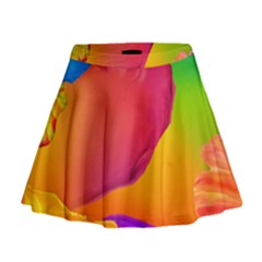 Paint Rainbow Color Blue Red Green Blue Purple Mini Flare Skirt by Mariart