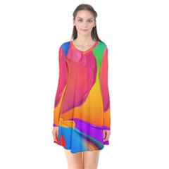 Paint Rainbow Color Blue Red Green Blue Purple Flare Dress by Mariart