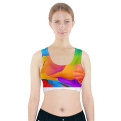 Paint Rainbow Color Blue Red Green Blue Purple Sports Bra With Pocket