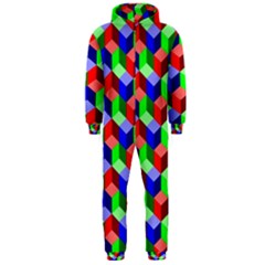 Seamless Rgb Isometric Cubes Pattern Hooded Jumpsuit (men)  by Nexatart