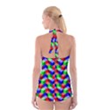 Seamless Rgb Isometric Cubes Pattern Boyleg Halter Swimsuit  View2