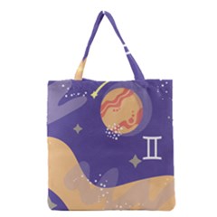 Planet Galaxy Space Star Polka Meteor Moon Blue Sky Circle Grocery Tote Bag by Mariart