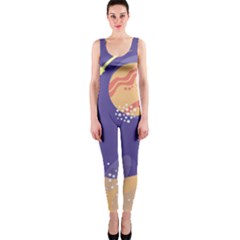 Planet Galaxy Space Star Polka Meteor Moon Blue Sky Circle Onepiece Catsuit by Mariart
