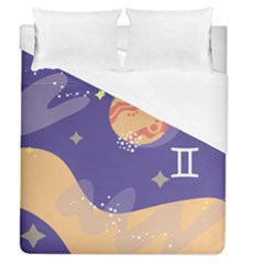 Planet Galaxy Space Star Polka Meteor Moon Blue Sky Circle Duvet Cover (queen Size) by Mariart