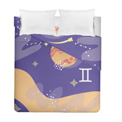 Planet Galaxy Space Star Polka Meteor Moon Blue Sky Circle Duvet Cover Double Side (full/ Double Size) by Mariart