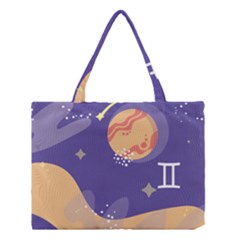 Planet Galaxy Space Star Polka Meteor Moon Blue Sky Circle Medium Tote Bag by Mariart