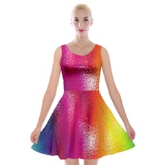 Color Glass Rainbow Green Yellow Gold Pink Purple Red Blue Velvet Skater Dress by Mariart