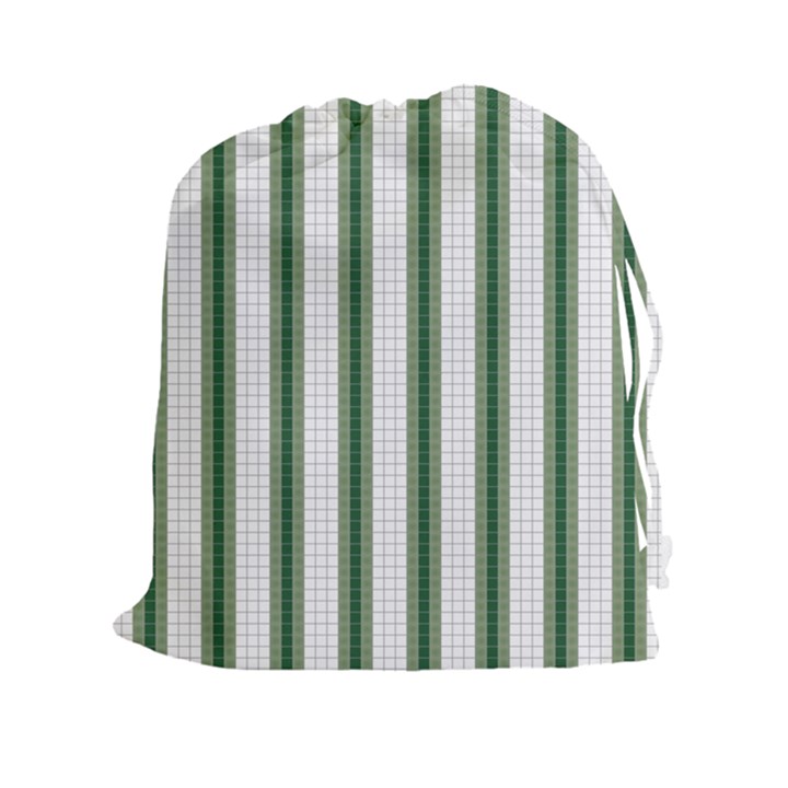 Plaid Line Green Line Vertical Drawstring Pouches (XXL)