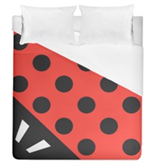 Red Black Hole White Line Wave Chevron Polka Circle Duvet Cover (queen Size) by Mariart