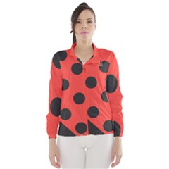 Red Black Hole White Line Wave Chevron Polka Circle Wind Breaker (women)