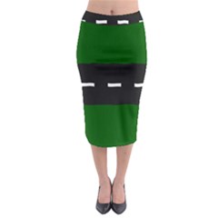 Road Street Green Black White Line Midi Pencil Skirt by Mariart