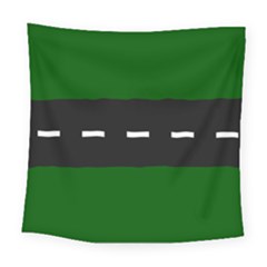Road Street Green Black White Line Square Tapestry (large) by Mariart