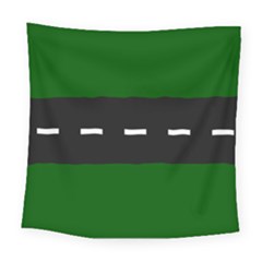 Road Street Green Black White Line Square Tapestry (large)