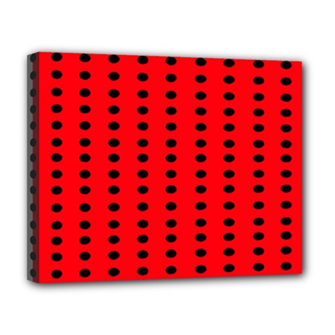 Red White Black Hole Polka Circle Deluxe Canvas 20  X 16  