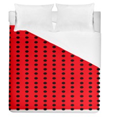 Red White Black Hole Polka Circle Duvet Cover (queen Size) by Mariart