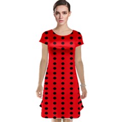 Red White Black Hole Polka Circle Cap Sleeve Nightdress