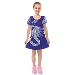 Scorpio Zodiac Star Kids  Short Sleeve Velvet Dress