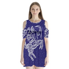 Sagitarius Zodiac Star Shoulder Cutout Velvet  One Piece