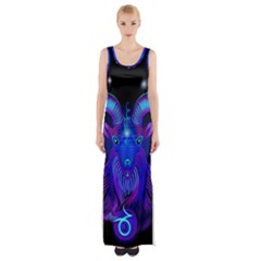 Sign Capricorn Zodiac Maxi Thigh Split Dress by Mariart