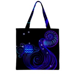 Sign Aquarius Zodiac Zipper Grocery Tote Bag
