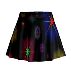 Star Space Galaxy Rainboiw Circle Wave Chevron Mini Flare Skirt by Mariart