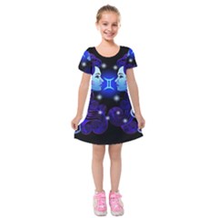 Sign Gemini Zodiac Kids  Short Sleeve Velvet Dress