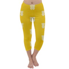 Waveform Disco Wahlin Retina White Yellow Vertical Capri Winter Leggings  by Mariart