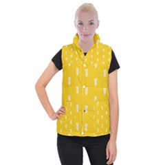 Waveform Disco Wahlin Retina White Yellow Vertical Women s Button Up Puffer Vest by Mariart