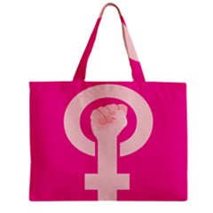 Women Safety Feminist Nail Strong Pink Circle Polka Zipper Mini Tote Bag