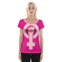 Women Safety Feminist Nail Strong Pink Circle Polka Women s Cap Sleeve Top