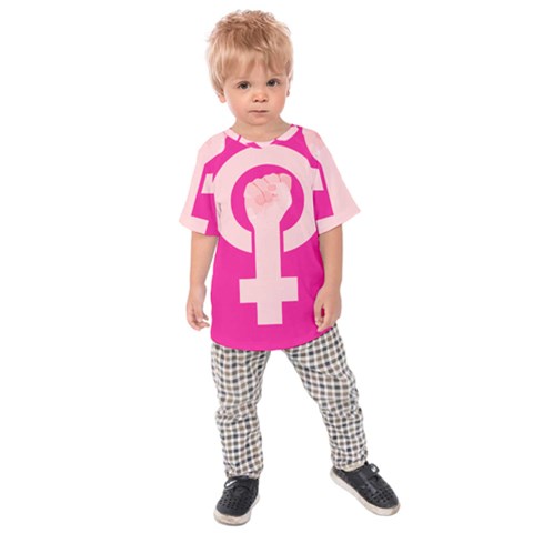 Women Safety Feminist Nail Strong Pink Circle Polka Kids  Raglan Tee by Mariart