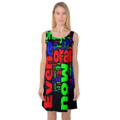 Writing Color Rainbow Sleeveless Satin Nightdress