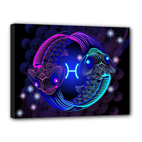 Sign Pisces Zodiac Canvas 16  X 12  by Mariart