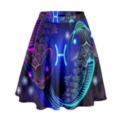 Sign Pisces Zodiac High Waist Skirt by Mariart