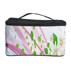 Sunflower Flower Floral Leaf Line Wave Chevron Pink Cosmetic Storage Case by Mariart