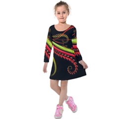 Cool Pattern Designs Kids  Long Sleeve Velvet Dress by Nexatart