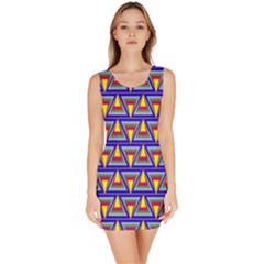 Seamless Prismatic Pythagorean Pattern Sleeveless Bodycon Dress