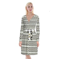 Abstract Ethnic Camouflage Long Sleeve Velvet Front Wrap Dress by dflcprintsclothing