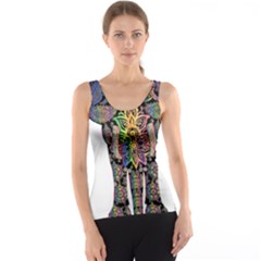 Prismatic Floral Pattern Elephant Tank Top by Nexatart