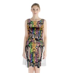 Prismatic Floral Pattern Elephant Sleeveless Waist Tie Chiffon Dress by Nexatart