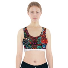 Abstract Psychedelic Face Nightmare Eyes Font Horror Fantasy Artwork Sports Bra With Pocket