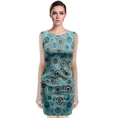 Abstract Aquatic Dream Sleeveless Velvet Midi Dress by Ivana